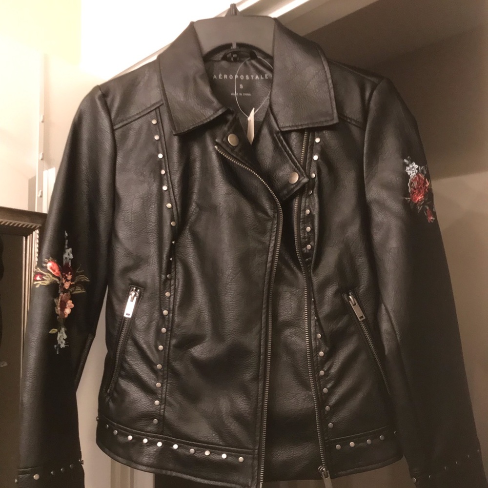 Faux leather moto jacket